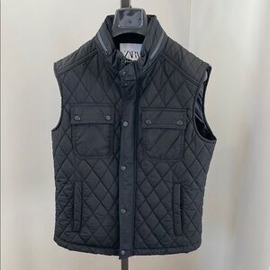 Men’s Quilted Black Vest by Zara, Size Medium
